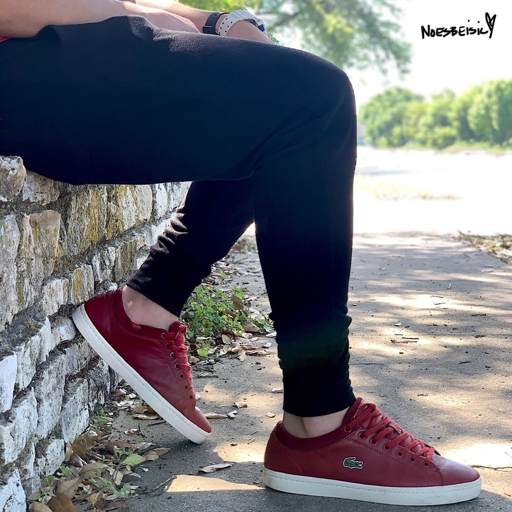 Lacoste Straightset Sport Red Leather Sneakers